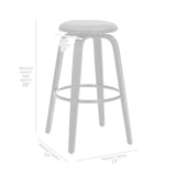 Harbor 30" Bar Height Backless Swivel Grey Faux Leather and Black Wood Mid-Century Modern Bar Stool