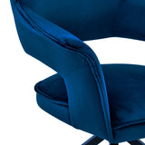 Hadley Dining Room Accent Chair in Blue Velvet with Black Finish