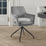 Hadley Dining Room Accent Chair in Gray Velvet with Black Finish