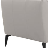 Hope Contemporary Chair in Genuine Dove Gray Leather with Black Metal Legs