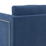 Heritage Blue Fabric Upholstered Accent Chair with Brushed Stainless Steel Legs