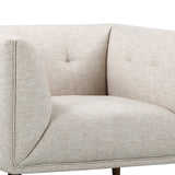 Hudson Mid-Century Button-Tufted Chair in Beige Linen and Walnut Legs