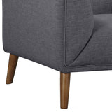 Hudson Mid-Century Button-Tufted Chair in Dark Gray Linen and Walnut Legs