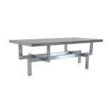 Illusion Gray Wood Coffee Table with Brushed Stainless Steel Base