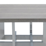 Illusion Gray Wood End Table with Brushed Stainless Steel Base