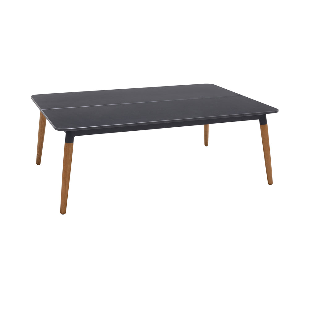 Ipanema Outdoor Dark Grey Rectangular Coffee Table with Teak Legs