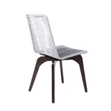 Island Outdoor Dark Eucalyptus Wood and Silver Rope Dining Chairs - Set of 2