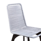 Island Outdoor Dark Eucalyptus Wood and Silver Rope Dining Chairs - Set of 2