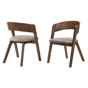 Jackie Mid-Century Upholstered Dining Chairs in Walnut finish - Set of 2