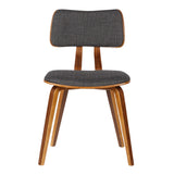 Jaguar Mid-Century Dining Chair in Walnut Wood and Charcoal Fabric