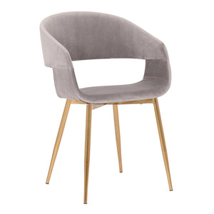 Jocelyn Mid-Century Gray Dining Accent Chair with Gold Metal Legs