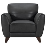 Jedd Contemporary Chair in Genuine Black Leather with Brown Wood Legs