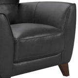 Jedd Contemporary Chair in Genuine Black Leather with Brown Wood Legs