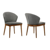 Juno Charcoal Fabric and Walnut Wood Dining Side Chairs - Set of 2