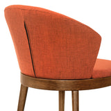 Juno Orange Fabric and Walnut Wood Dining Side Chairs - Set of 2