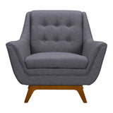 Janson Mid-Century Sofa Chair in Champagne Wood Finish and Dark Gray Fabric