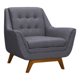 Janson Mid-Century Sofa Chair in Champagne Wood Finish and Dark Gray Fabric