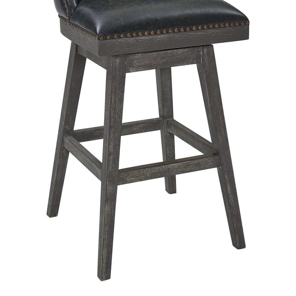 Journey 26" Counter Height Swivel Brown Onyx Faux Leather and American Grey Wood Bar Stool