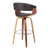 Julyssa 26" Counter Height Swivel Brown Faux Leather and Walnut Wood Bar Stool