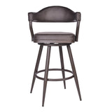 Justin 26" Counter Height Swivel Vintage Brown Faux Leather Bar Stool with Brown Metal Legs