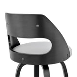 Julius 26" Gray Faux Leather and Black Wood Bar Stool