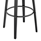 Julius 26" Gray Faux Leather and Black Wood Bar Stool