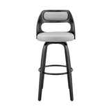 Julius 30" Gray Faux Leather and Black Wood Bar Stool