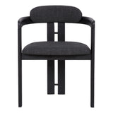 Jazmin Contemporary Dining Chair in Black Brushed Wood Finish and Charcoal Fabric - Set of 2