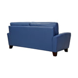 Kester 81" Square Arm Blue Genuine Leather Sofa