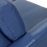 Kester 81" Square Arm Blue Genuine Leather Sofa