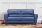 Kester 81" Square Arm Blue Genuine Leather Sofa