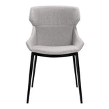 Kenna Modern Dining Chair in Matte Black Finish and Gray Fabric - Set of 2 