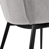 Kenna Modern Dining Chair in Matte Black Finish and Gray Fabric - Set of 2 
