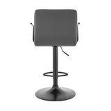 Laurant Adjustable Height Gray Faux Leather Swivel Bar Stool