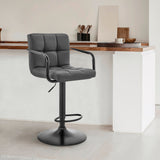 Laurant Adjustable Height Gray Faux Leather Swivel Bar Stool