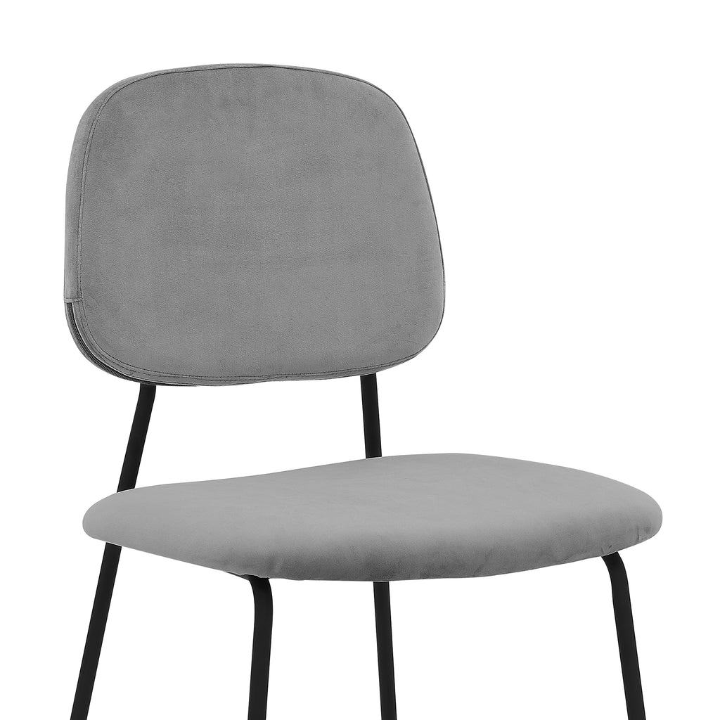 Lucy Gray Velvet and Metal Dining Room Chairs - Set of 2