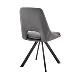 Lexi Dining room Accent Chair in Gray Velvet and Black Finish - Set of 2