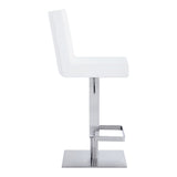 Legacy Adjustable Height Swivel White Faux Leather and Brushed Stainless Steel Bar Stool