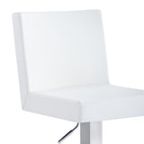 Legacy Adjustable Height Swivel White Faux Leather and Brushed Stainless Steel Bar Stool