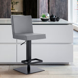 Legacy Adjustable Height Swivel Grey Faux Leather and Black Metal Bar Stool