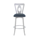 Lola Contemporary 30" Bar Height Barstool in Brushed Stainless Steel Finish and Gray Faux Leather
