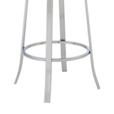 Lola Contemporary 30" Bar Height Barstool in Brushed Stainless Steel Finish and Gray Faux Leather
