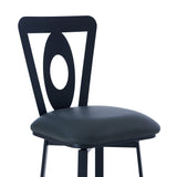 Lola Contemporary 26" Counter Height Barstool in Matte Black Finish and Gray Faux Leather