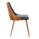 Lily Mid-Century Dining Chair in Walnut Finish and Black Faux Leather