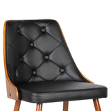 Lily Mid-Century Dining Chair in Walnut Finish and Black Faux Leather