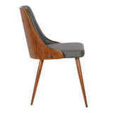 Lily Mid-Century Dining Chair in Walnut Finish and Gray Faux Leather