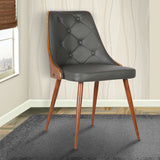 Lily Mid-Century Dining Chair in Walnut Finish and Gray Faux Leather