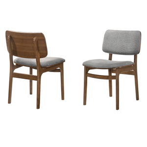 Lima Gray Upholstered Wood Dining Chairs in Walnut Finish - Set of 2