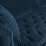 Lenox Blue Velvet Modern Sofa with Brass Legs