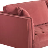 Lenox Pink Velvet Modern Sofa with Brass Legs